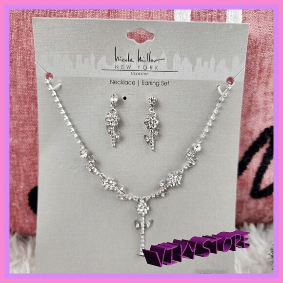 Nicole Miller Rhinestone & Earring & Necklace set - Picture 1 of 1